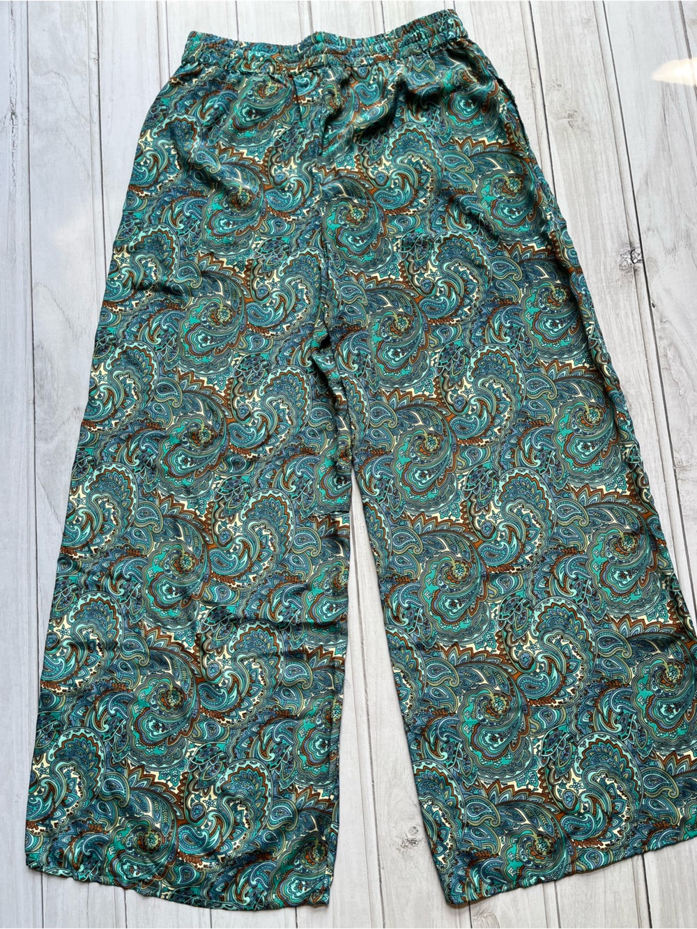 Philosophy Republic teal paisley wide leg pull on palazzo lounge pant.Size small - Picture 12 of 16
